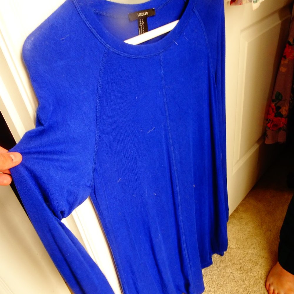 blue long sleeve dress